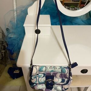 Coach Blue and Purple Patterned Crossbody Bag